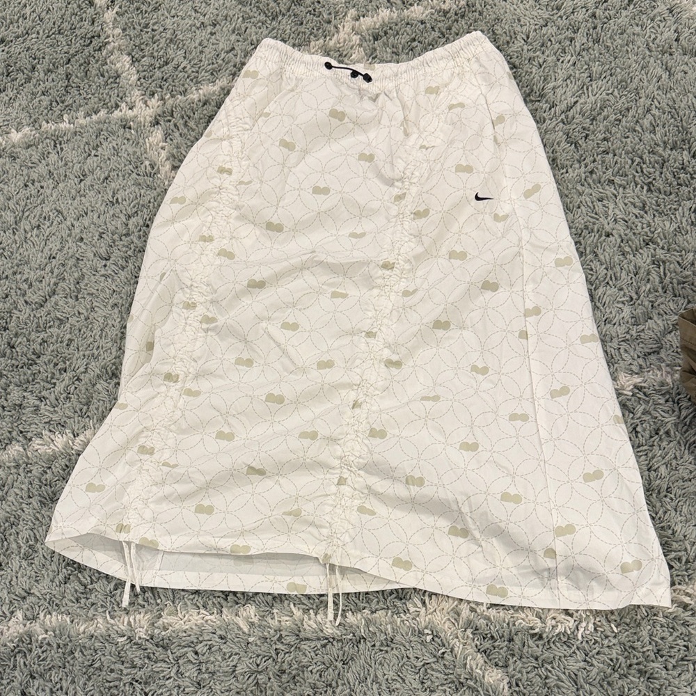 Nike Skirt Women Medium White Taupe Maxi Naomi Osaka High-Waisted Woven NWT